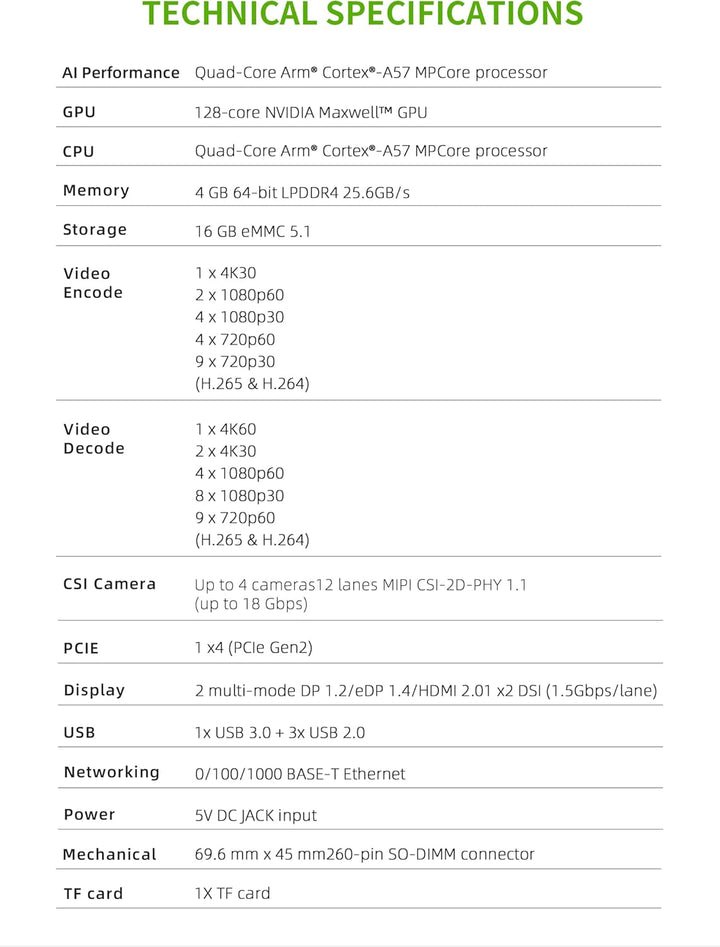 youyeetoo Jetson Nano Sub Kit Nano B01 4GB RAM 16GB EMMC basierend auf N-VIDIA Jetson Nano Offiziell