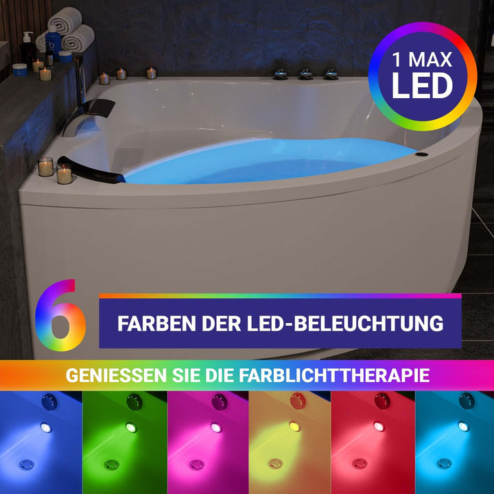 Aquade Acryl Eckbadewanne 140x140 Modell: Koblenz - Weiss Badewanne Komplettset 140x140 - Badewannen