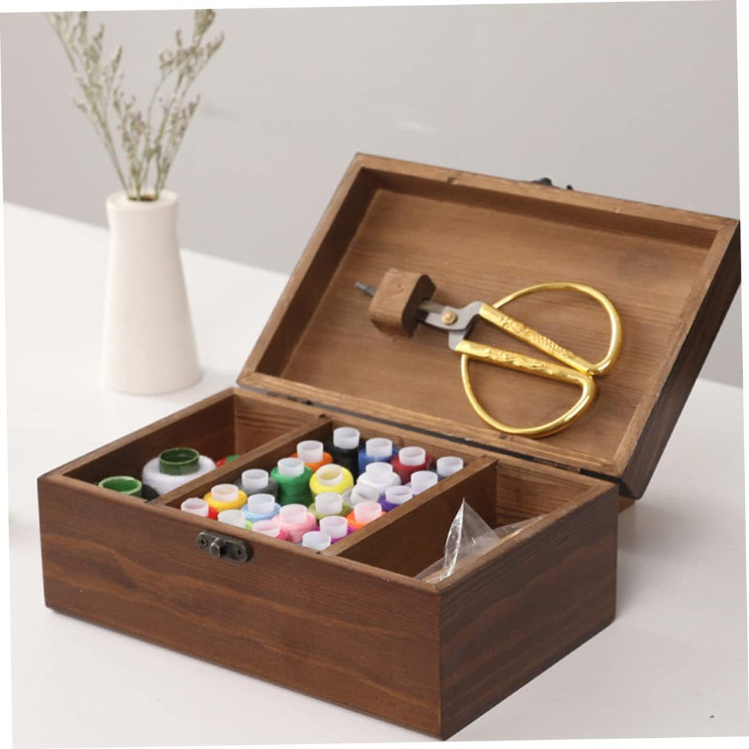MAGICLULU Holz Aufbewahrungsbox mit Deckel Retro Stil Umweltfreundlich Langlebige Holztruhe für Nähz