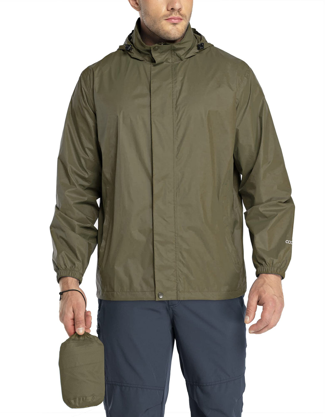 33,000ft Regenjacke Herren Leicht Wasserdicht Faltbare Regenmantel mit Kapuze Fahrrad Rain Windbreak