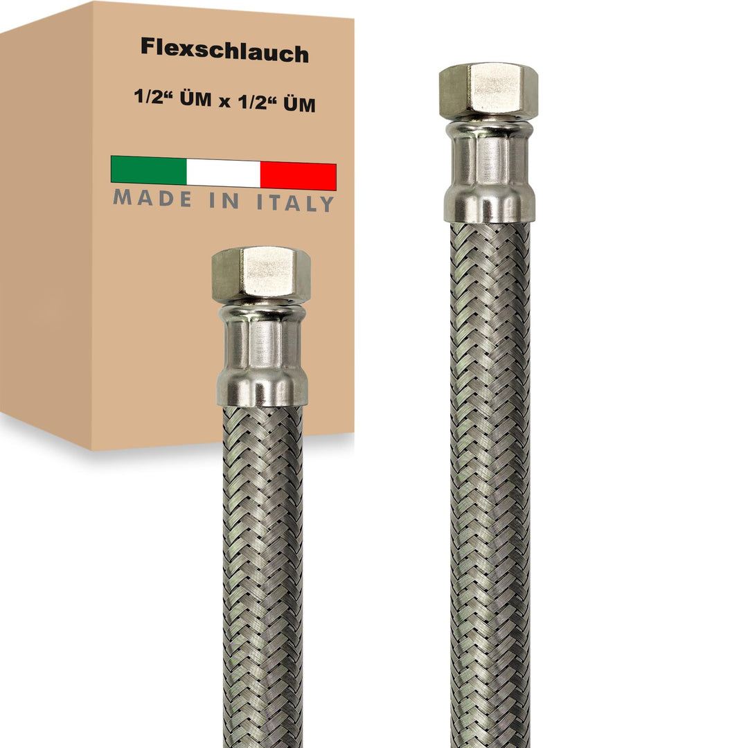 Flexschlauch ÜM x ÜM Edelstahl Panzerschlauch Anschlussschlauch Sanitär Armaturenschlauch Hauswasser