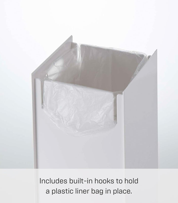 Yamazaki Home Quadratischer Mülleimer, 2,5 Liter, moderner Mülleimer mit Griff, Einheitsgrösse, Weis