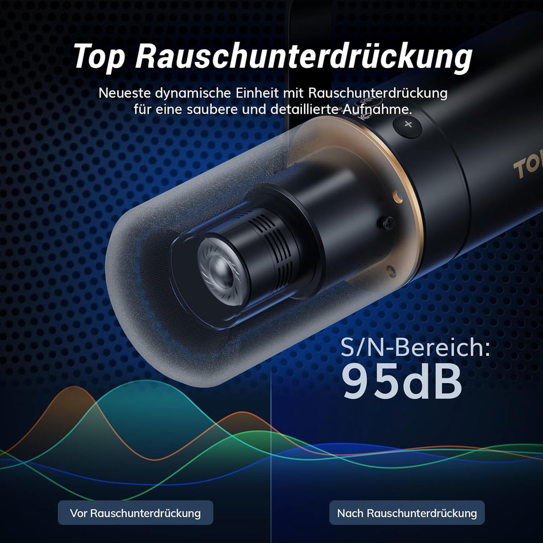 TONOR Dynamisches Microphone mit XLR/USB Kabel, Mikro PC mit Mute Button, Vocal Mic Gesangsmikrofon