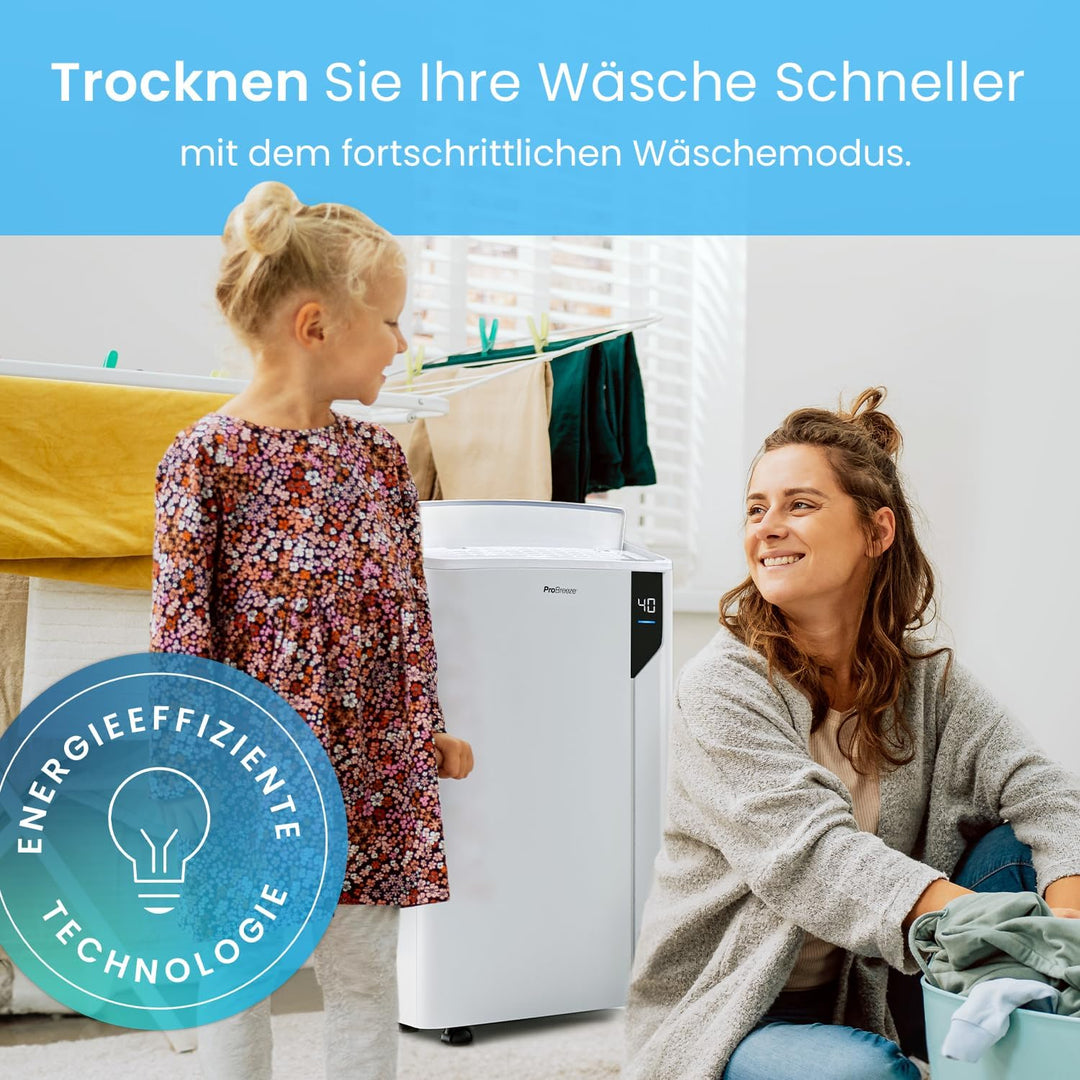 Pro Breeze Luftentfeuchter 20L in 24h Entfeuchtungsleistung - Luftentfeuchter elektrisch mit Wäschem