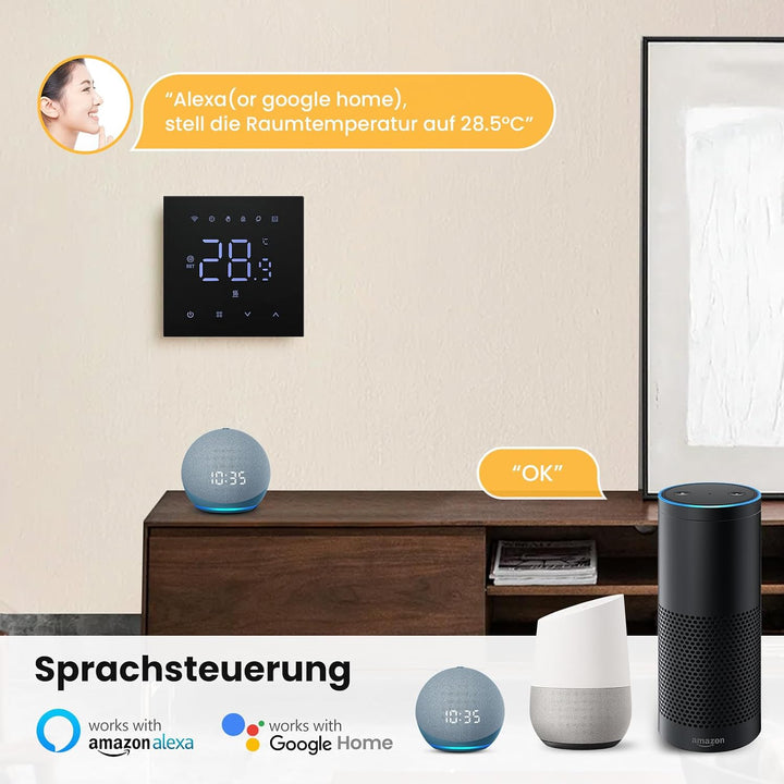 MIUCDA Smart Elektrischer Fussbodenheizungsthermostat WLAN Digital Raumthermostat Kompatibel mit Ale