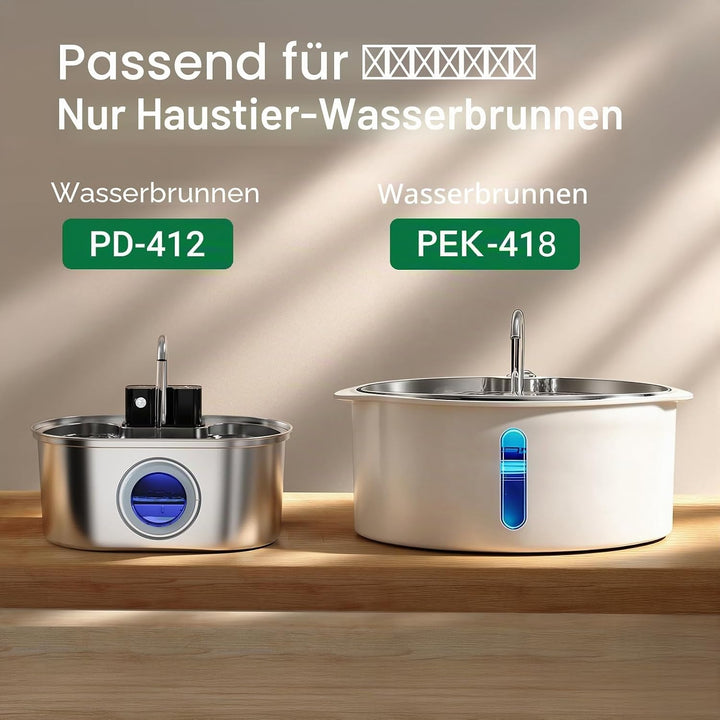 PEKTACO Katzenwasserbrunnenfilter, Ersatzfilter und Vorfilterschwämme für 3,2 l Haustier-Wasserbrunn
