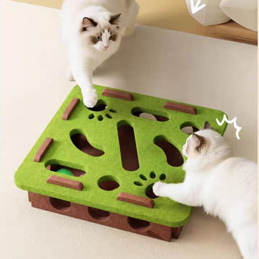Kaseremy Katze interaktive Puzzle Spielzeug, Filz Labyrinth Katzenspielzeug Selbstbeschäftigung Ball