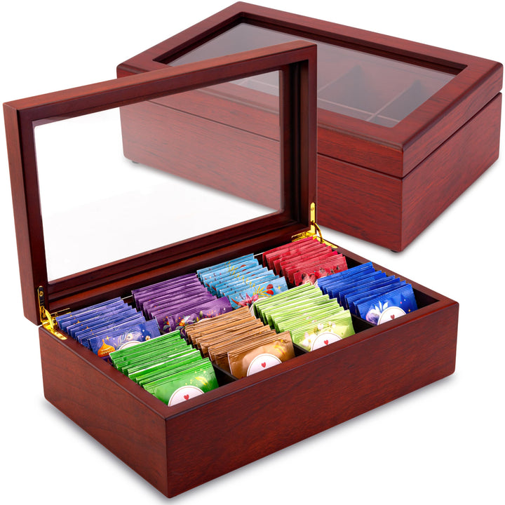Tee Box von Apace Living - Luxeriöse Tee Aufbewahrung Box Holz – 8 Fächer für die Aufbewahrung von T