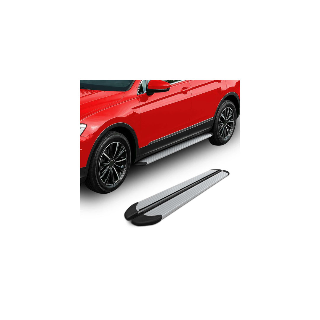 OMAC Seitenschweller Trittbretter Schweller kompatibel mit Kia Sportage 2004-2010 Aluminium Grau OPA