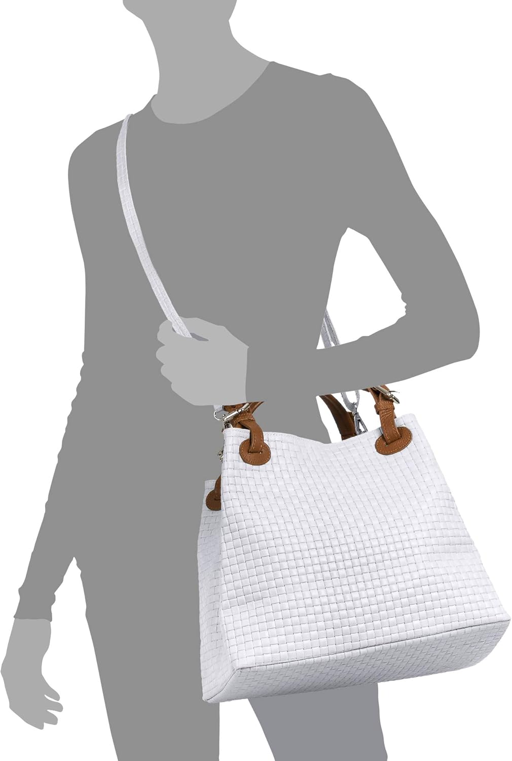 FIRENZE ARTEGIANI , Damen Schultertasche, Weiss