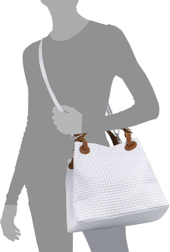 FIRENZE ARTEGIANI , Damen Schultertasche, Weiss