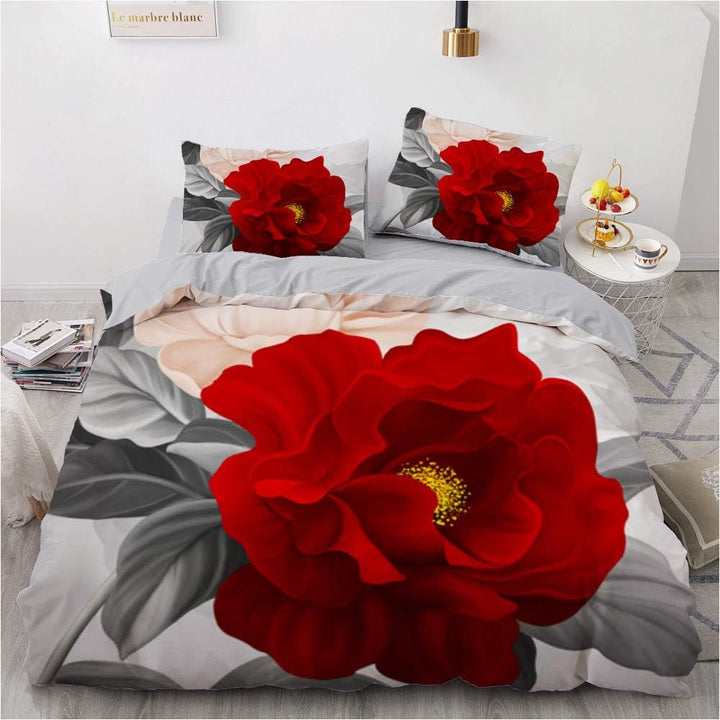 Luowei Bettwäsche 135x200cm Grau Rosen Blumen Floral Bettwäsche-Set für Einzelbett Weiche Microfaser