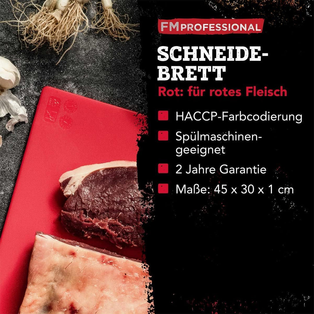Schneidebrett aus Kunststoff Extra Gross – Farbe Rot: Für rotes Fleisch – Farbcodierung nach HACCP –