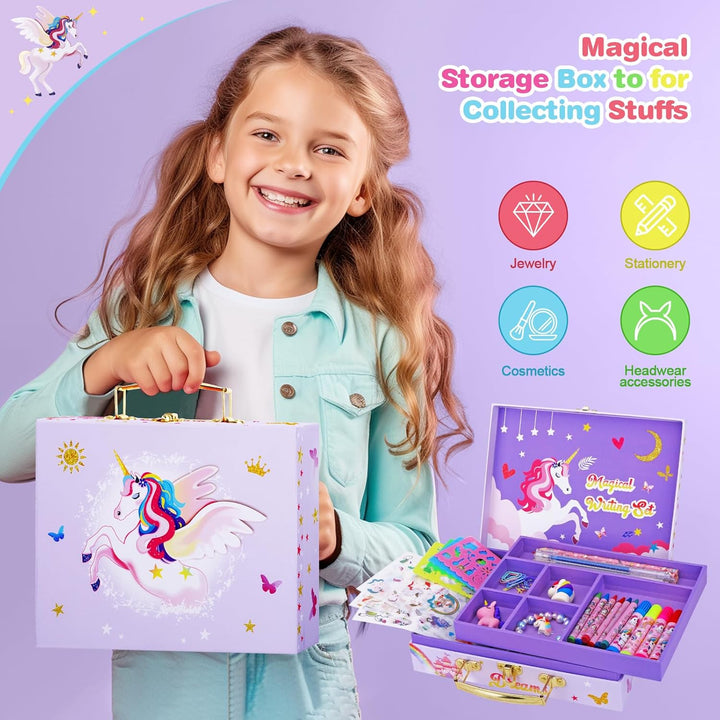 TCJJ Unicorn Painting Set,66 Stück Einhorn-Malset für Kinder,Malset Mädchen 4-12 Jahre mit Einhorn-A