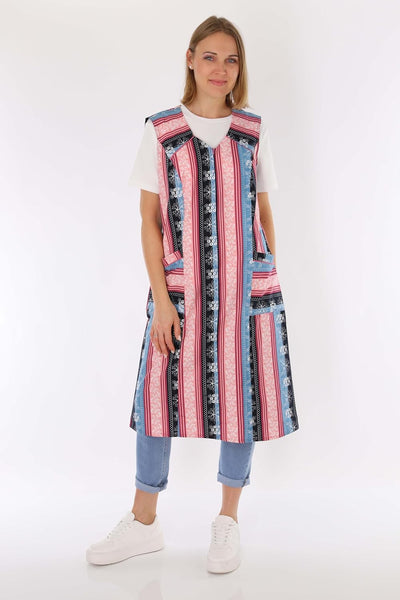 Reissverschluss Kittel RV Hauskleid Baumwolle Schürze Kochschürze, 38 Lila