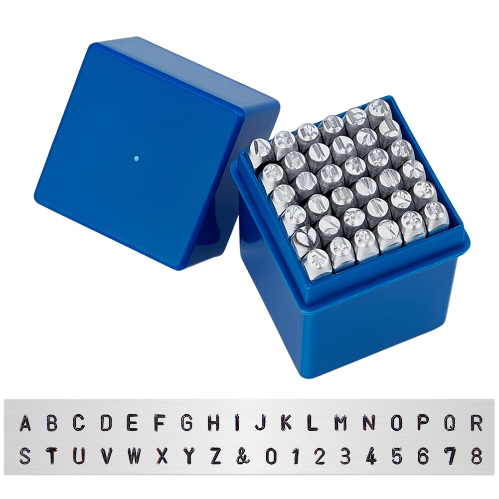 BENECREAT 36PCS 4mm Buchstaben und Zahlenmetallstempelset Mattstahlstahlstempel mit A-Z, 0-8, kaufmä