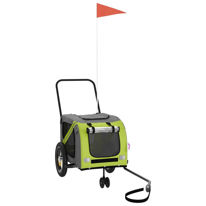 vidaXL Fahrradanhänger Hunde Hundeanhänger Hundetransporter Oxford-Gewebe Eisen Grün 122 x 52 x 53 c