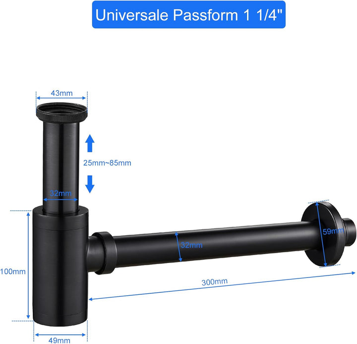 KEOKBON Universal Siphon, Siphon für Waschbecken & Waschtisch, Keymark Messing Syphon Sifon Universa
