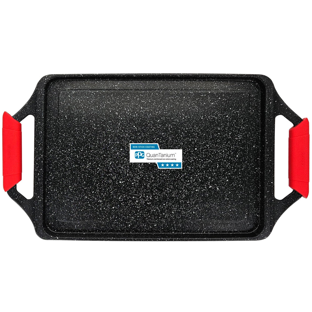 briebe Black Titanium Grillplatte Induktion, Antihaft Titanium, Aluminiumguss, Grillpfanne Bratblech