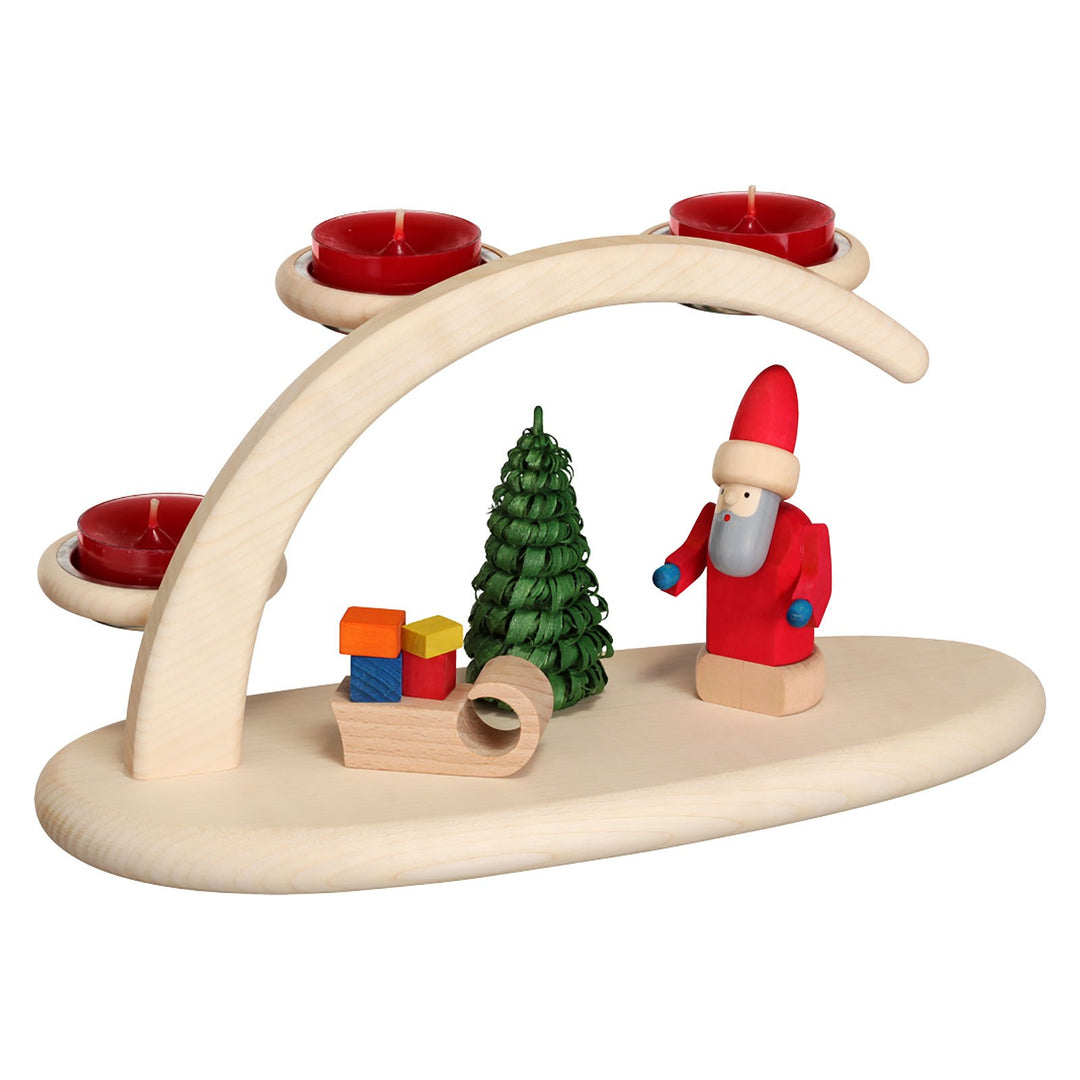 Seiffener Volkskunst Leuchterbogen Weihnachtsmotiv, Länge 25 cm, natur, original Erzgebirge SV 15302