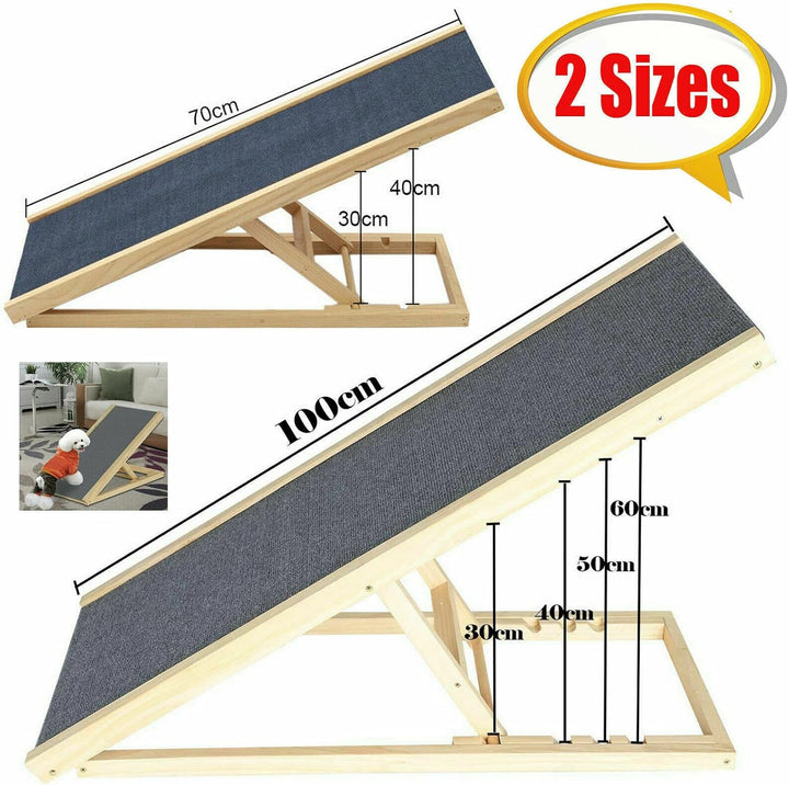 70 cm Hundeleiter Auffahrrampe für Haustiere mit Anti-rutsch Holz-Hunderampe für Haustieremit 2Höhen