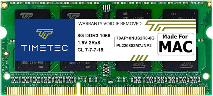 Timetec 8GB kompatibel für Apple DDR3 1067MHz/1066MHz PC3-8500 für Mac Book(Mitte 2010 13 Zoll), Mac