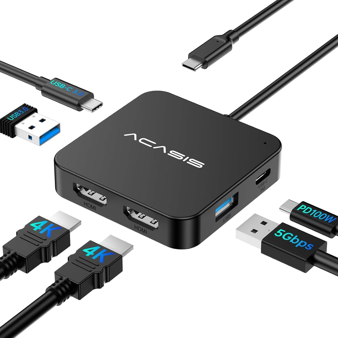 ACASIS USB-C Hub 10 Gbps, 6-in-1 Multiport Adapter mit 4K@60Hz HDMI, 100W PD, USB-A-3.2-Datenanschlu
