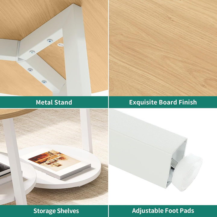 YITAHOME 2er Set Couchtisch Set Rund, Wohnzimmertisch mit Stauraum, Beistelltisch 2er Set Stapelbar