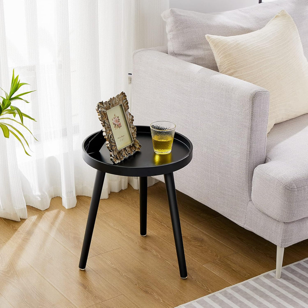 APICIZON Beistelltisch, Couchtisch rund Ø 38 cm, Höhe 45 cm, Sofatisch mit Beinen aus Massivholz, Sk