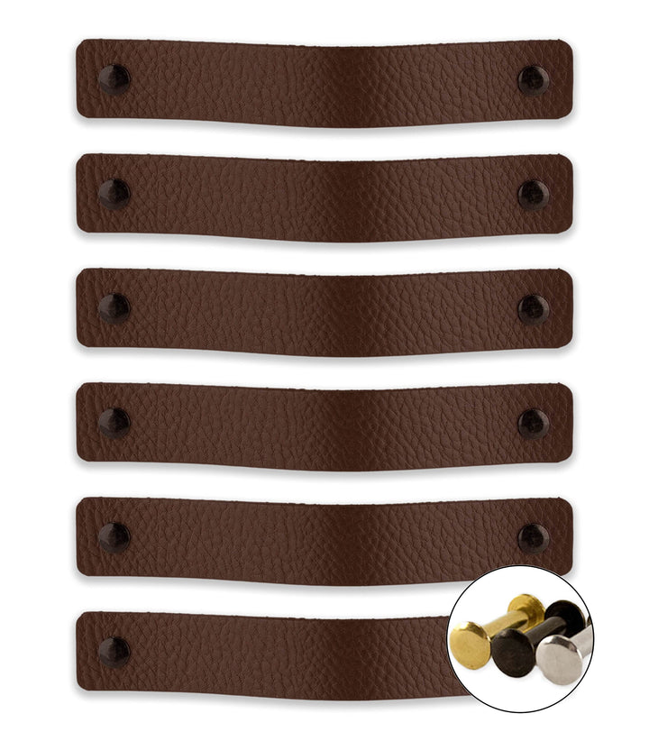 Brute Strength - Ledergriffe für Möbel - Braun - 12 Stück - 20 x 2,5 cm - Schrankgriff, Türgriff für