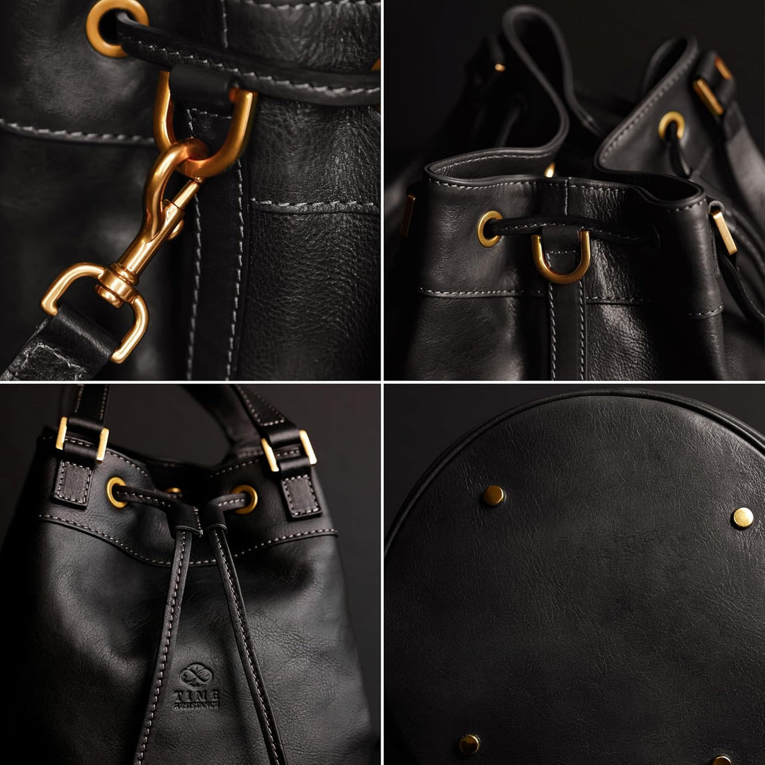 Time Resistance Handtasche aus Leder - Umhängetasche Damen - Beuteltasche aus Leder - Made in Italy