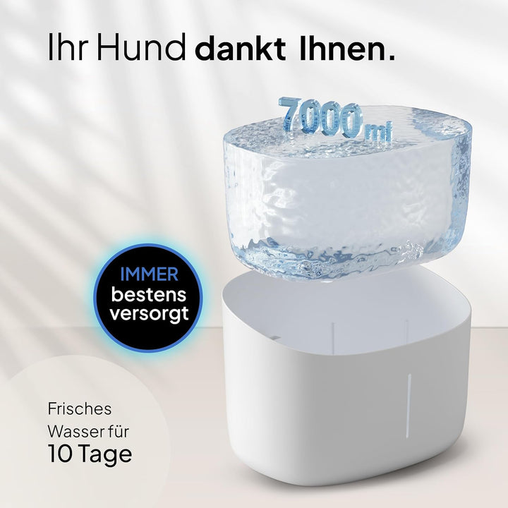 Pretty PAW® Trinkbrunnen für Hunde I Super leiser Hunde Trinkbrunnen mit 7 Liter Wassertank I BPA-fr