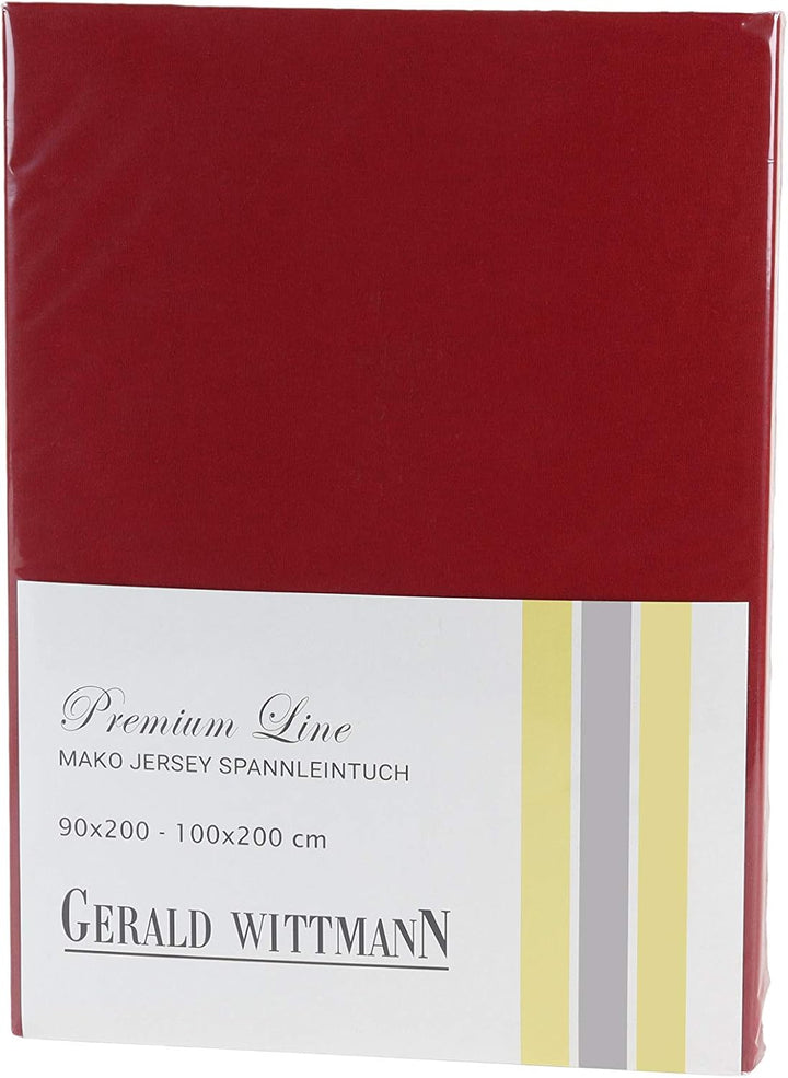 Gerald Wittmann Premium Spannbettlaken 140x200 - 160x200 cm, 100% Baumwolle Jersey, Bordeaux Rot Bor