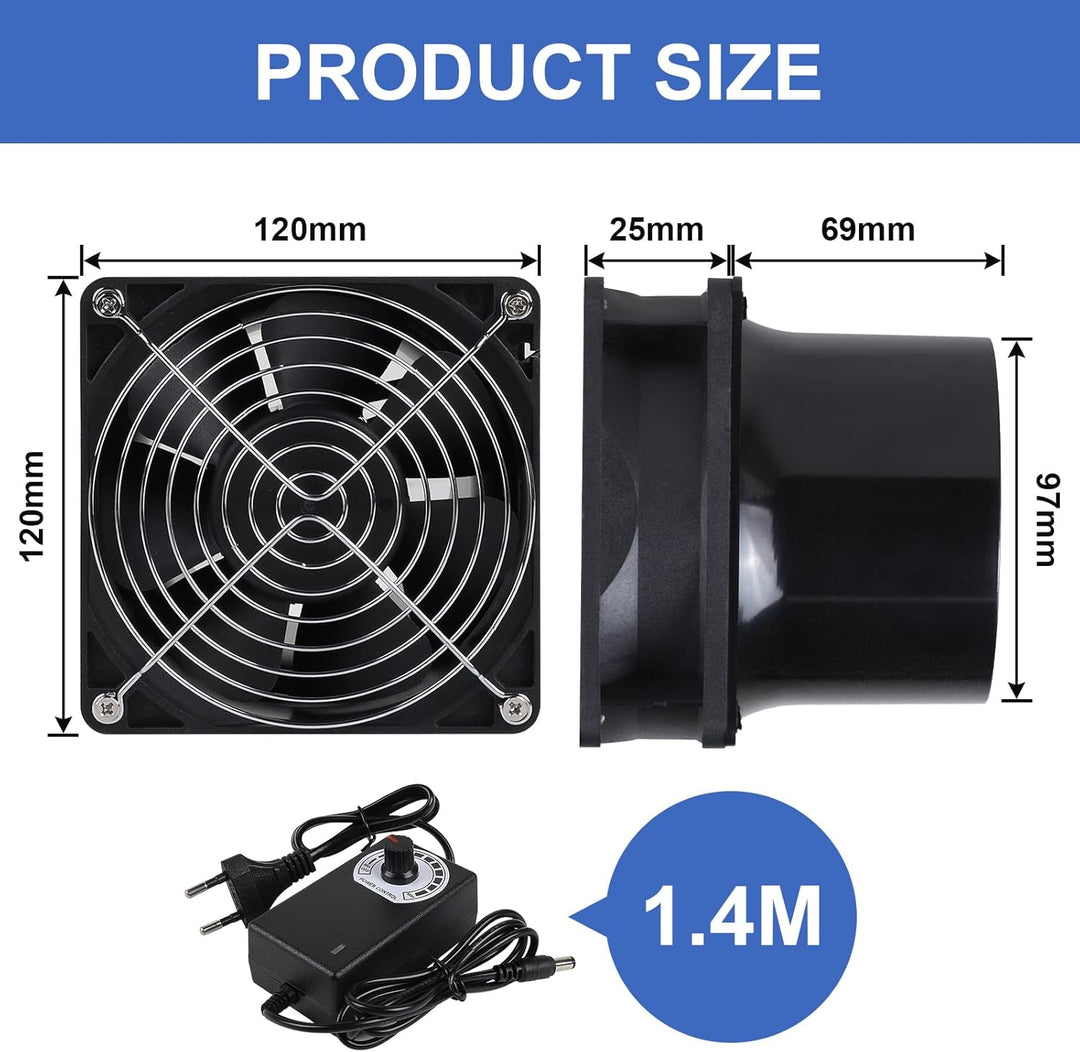 CPROSP Abluftventilator 100mm mit Geschwindigkeitsregler, Rohrventilator, Rauchabzug Ventilator mit