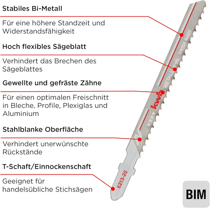 kwb Stichsägeblätter für Metall aus stabilem Bi-Metall, hochelastisch, mit Einnockenschaft (T-Schaft