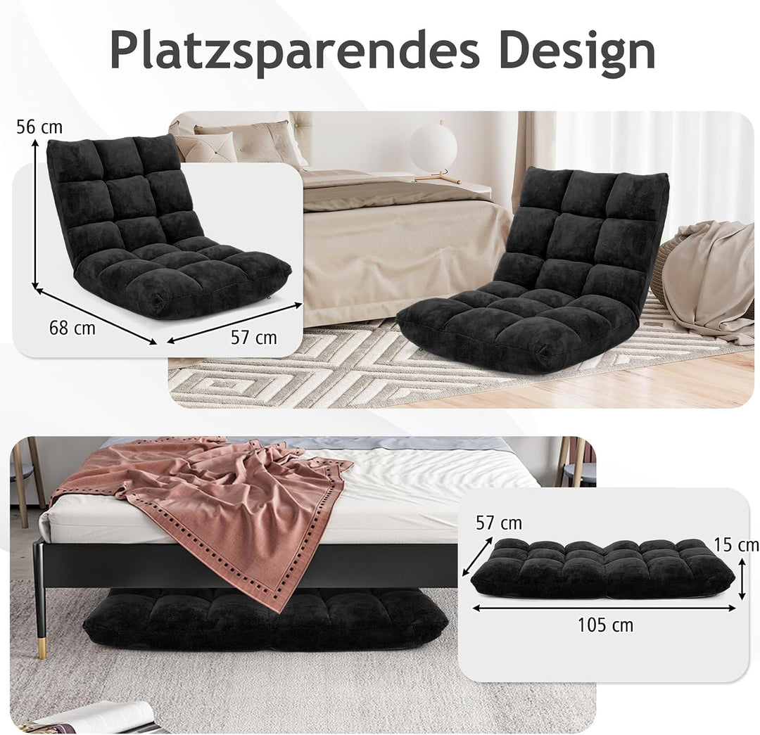 RELAX4LIFE Bodenstuhl Klappbar, Bodensessel mit Verstellbarer Rückenlehne &amp; Liegefunktion, Bodensitz