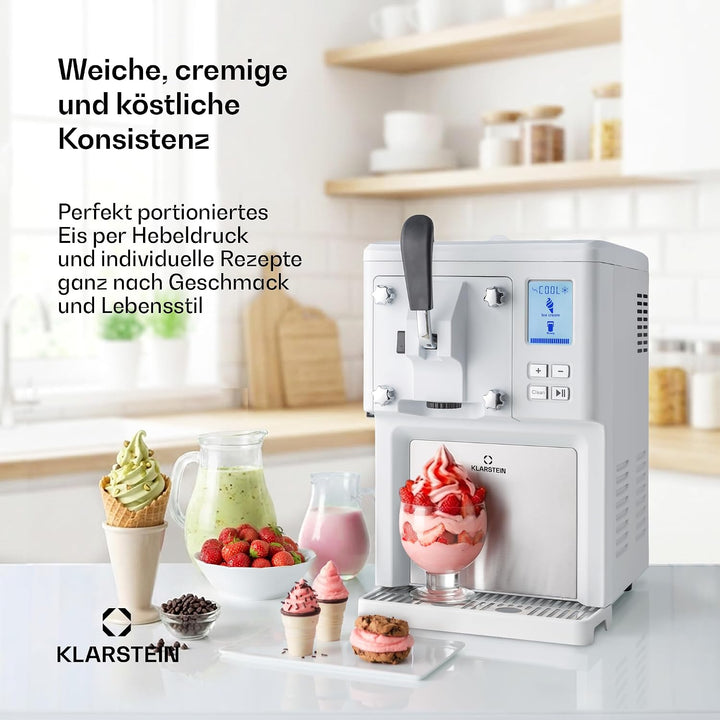 Klarstein Sweet Sundae - Eiscrememaschine, 1,5 Liter, mitselbstkühlendem Kompressor, 200 Watt, Ausga