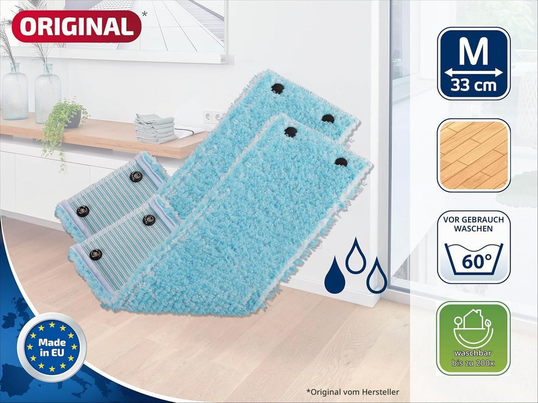 Leifheit Original 2er Set Wischbezug CLEAN Twist M super Soft 33 cm für Sensible Böden, mit Spezialf