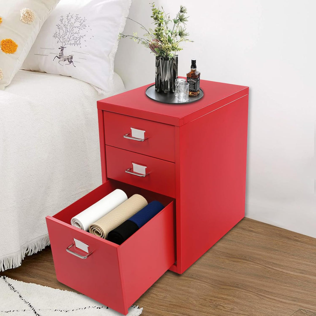 Rollcontainer | Aktenschrank mit 3 Schubladen | 11 kg Tragkraft pro Ebene | 4 Lenkrollen | Modernes