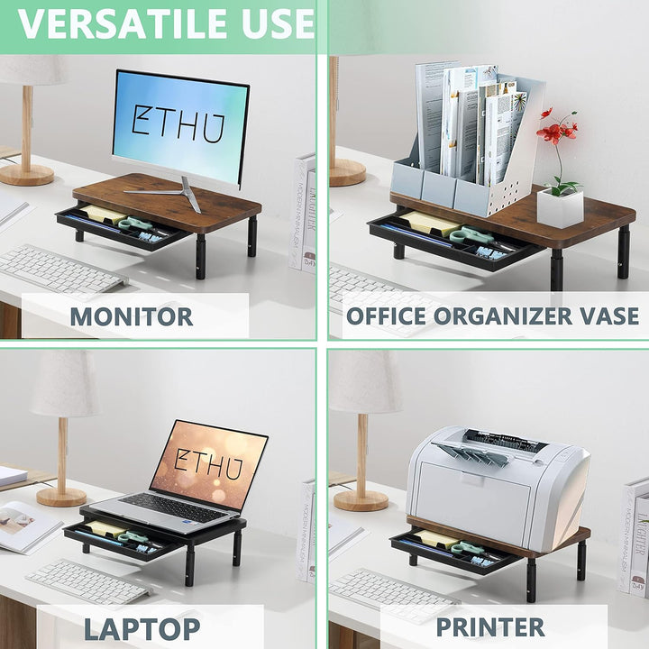 ETHU Dual Monitor Ständer, Höhenverstellbare Bildschirmerhöhung für 2 Monitore, Verstellbarer Monito
