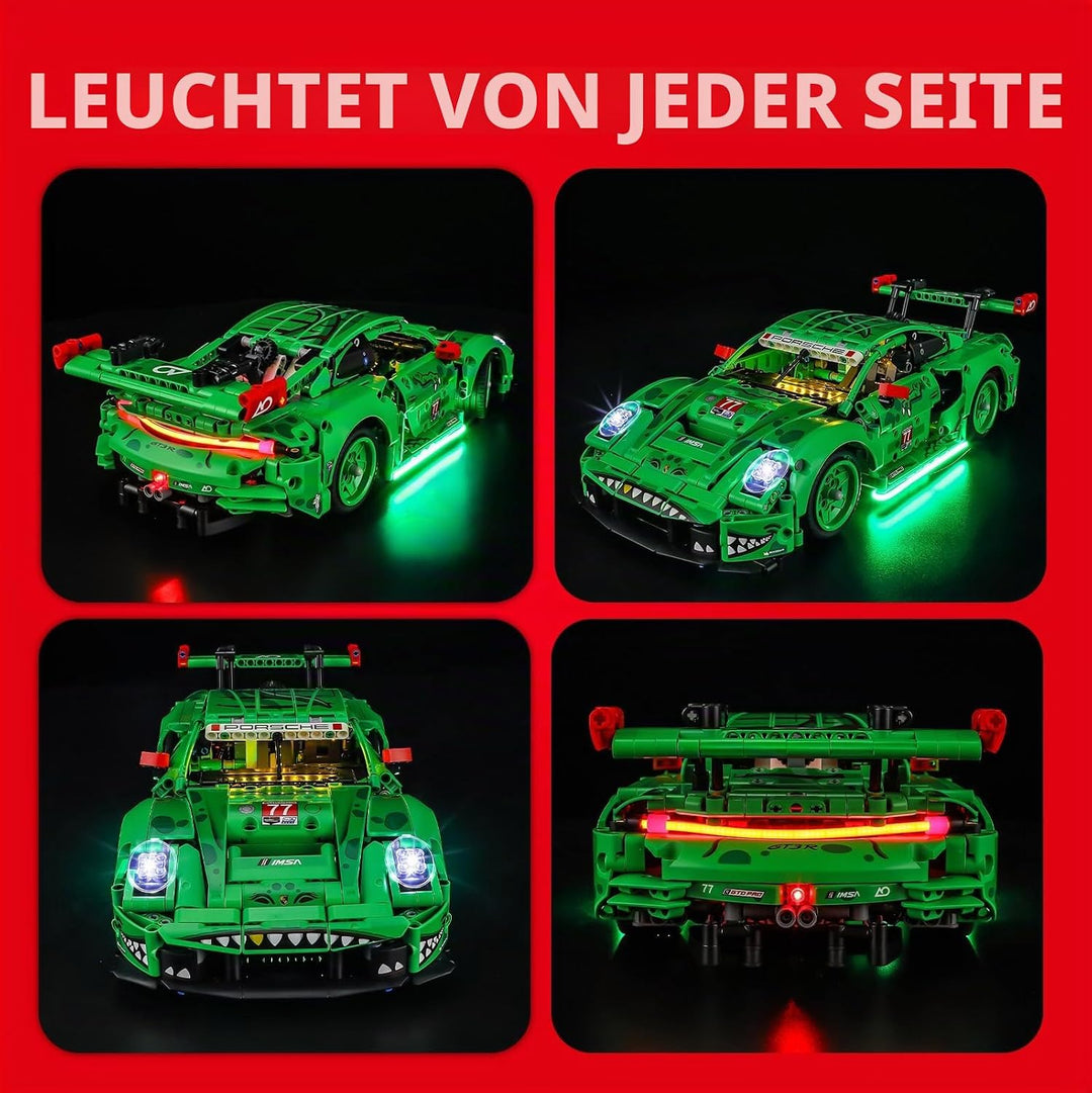 BRIKSMAX LED Beleuchtung für LEGO Technic Porsche 911 GT3 R Rexy AO Racing Rennwagen 42224, kompatib