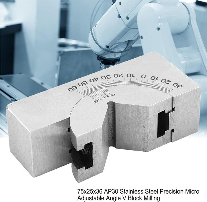 Winkel-V-Blockfräsen, 75 x 25 x 36 AP30 V-Block mit einstellbarem Winkel Präzisionsmessmikro-Fräsein