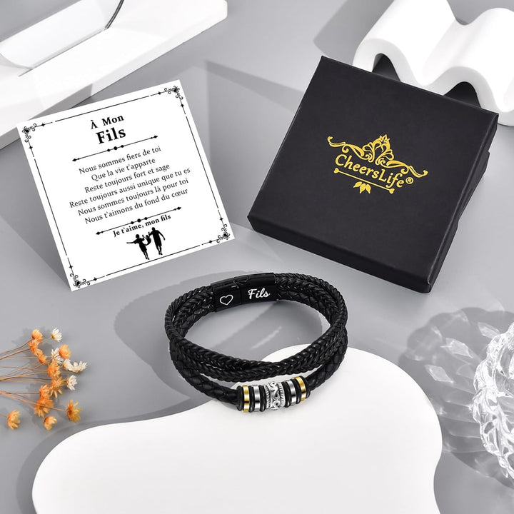 CheersLife Geschenk für Sohn Lederarmband Herren An Meinen Sohn Armband für Sohn 18. Geburtstag Jung