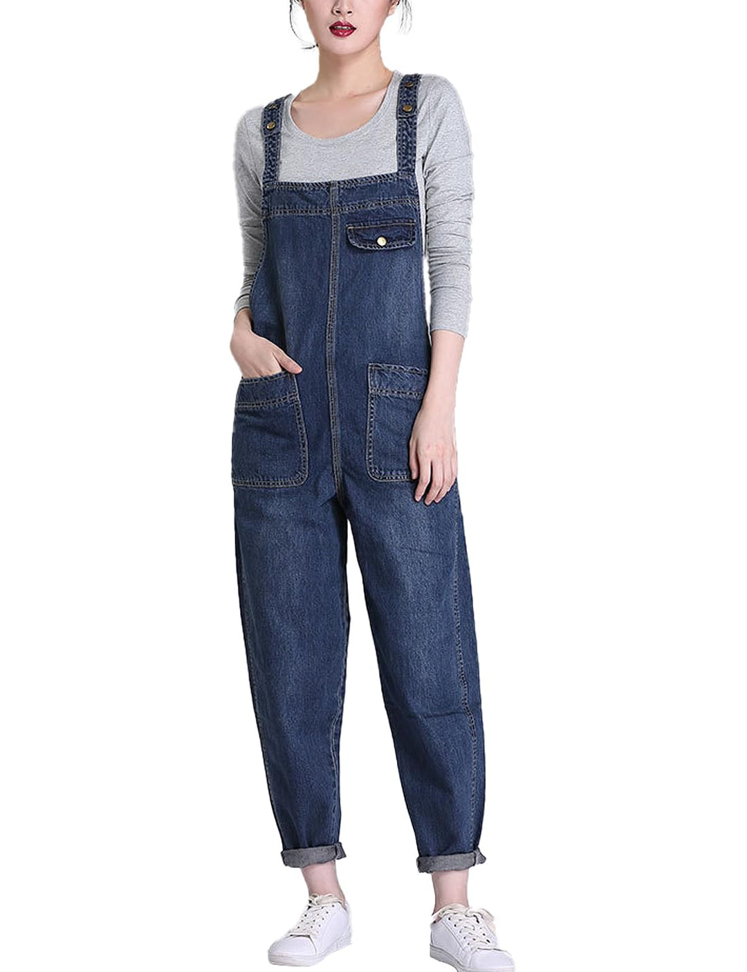 Damen Casual Loose Denim Latzhose Bib Verstellbare Jean Overalls Romper Jumpsuit Harem Hosen, S Dunk
