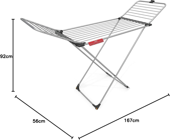 Vileda Aluminium 100 Wäscheständer ausziehbar, 20 m Trockenleinenlänge, extradicke Leinen, Kleinteil