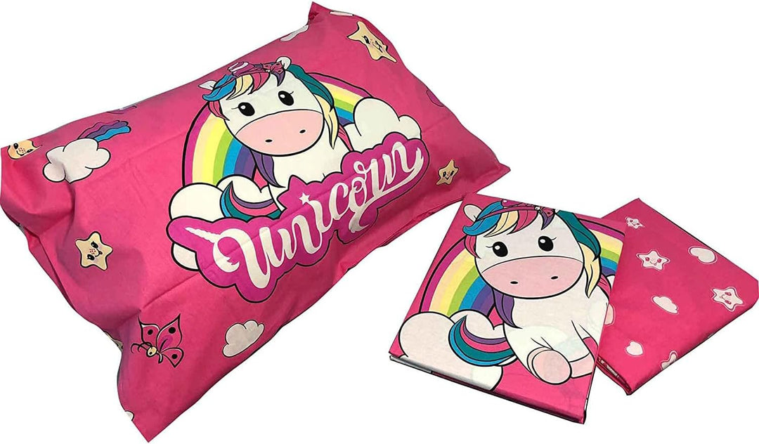 hermet Einhorn, Bettwäsche-Set für Einzelbett, 100% Baumwolle, Rosa