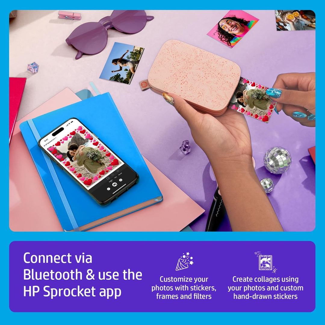 HP Sprocket tragbarer Instant-Fotodrucker, 5,1 x 7,6 cm, Blush Pink Rosa