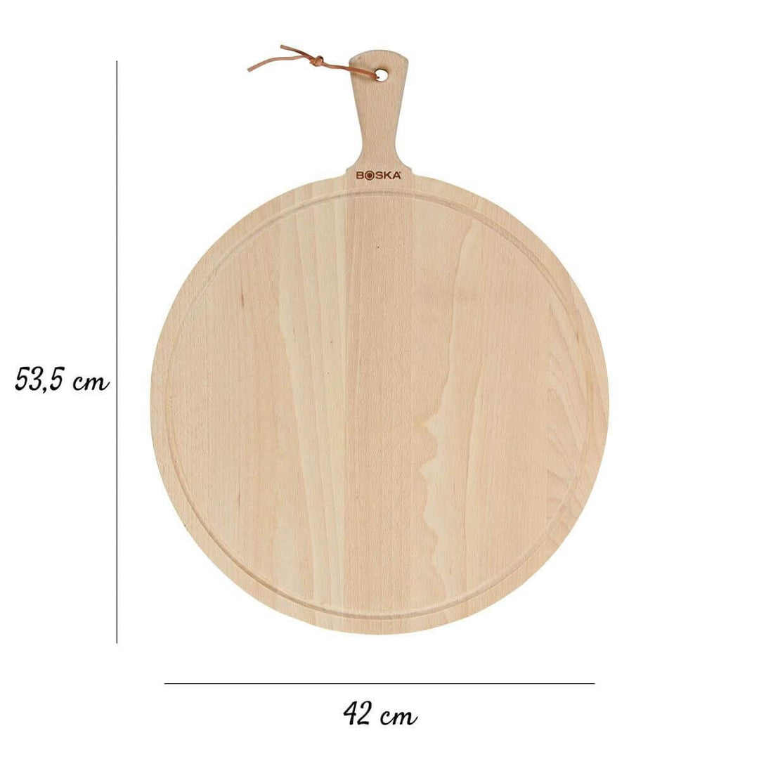 Boska Servierbrett Rund Amigo XL/für Pizza, Käse oder Tapas / 42 cm/Holz/Braun 54 x 42 x 2 cm, 54 x