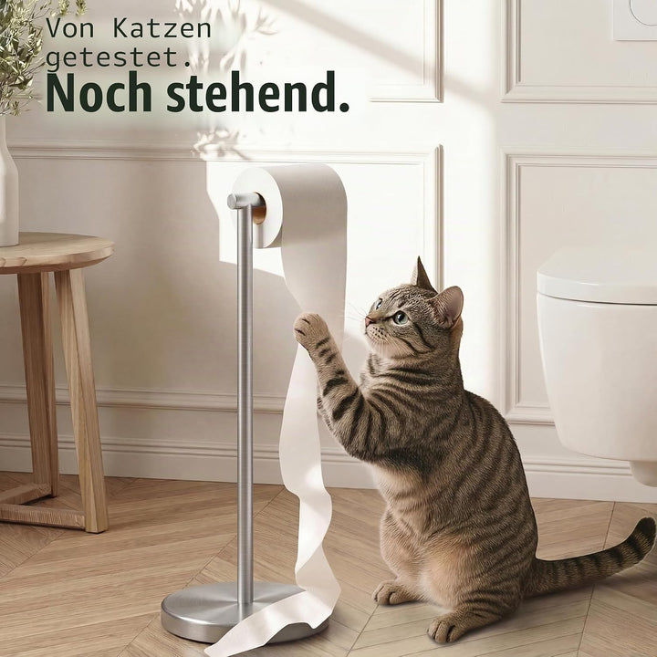 KES Toilettenpapierhalter Stehend Mit Gewichteter Basis, Klopapierhalter Klorollenhalter Freistehend
