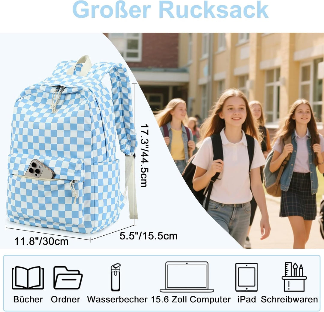 Schulrucksack Mädchen Teenager Damen Schultasche Rucksack Set Schulranzen für Mädchen Schule 3-teili